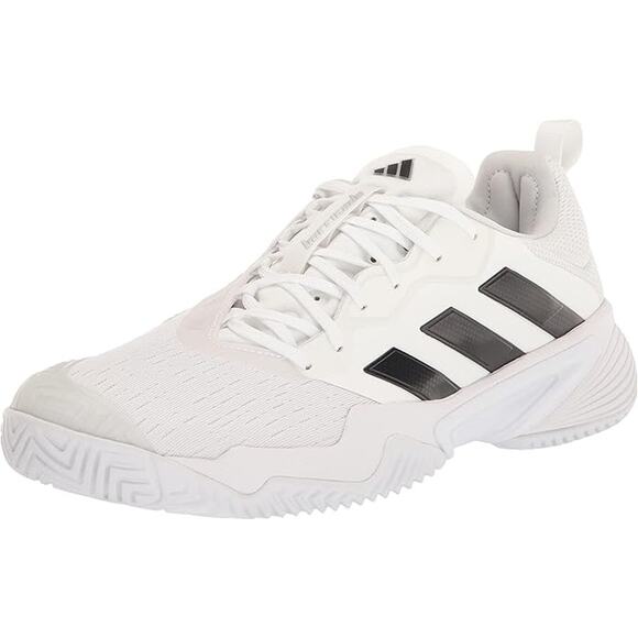 NWT adidas Men\'s Barricade Sneaker, White/Core Black/Matte Silver, 10